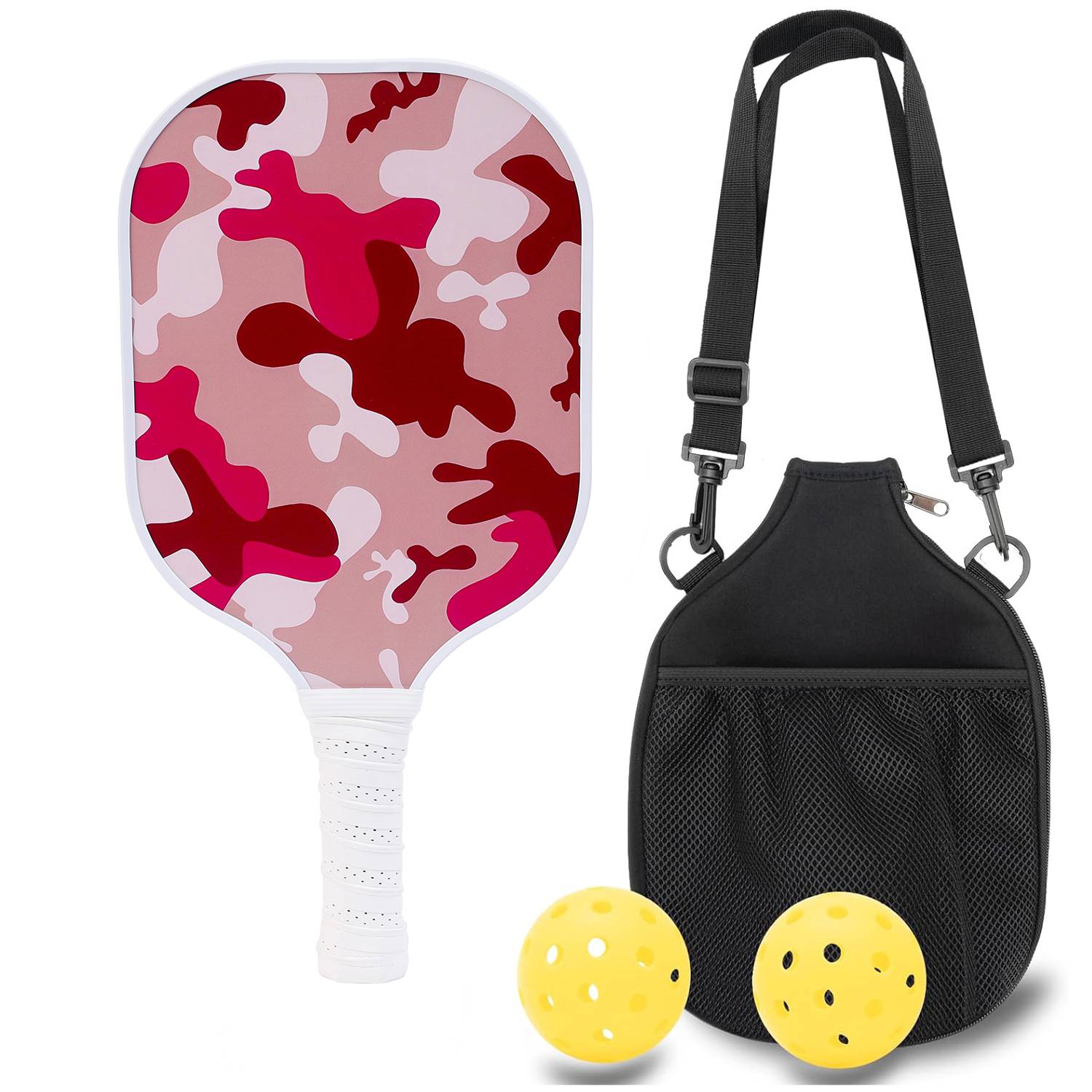 Carbon fiber [Rose Red] Single+single -shot backpack+2 40 -hole outdoor balls